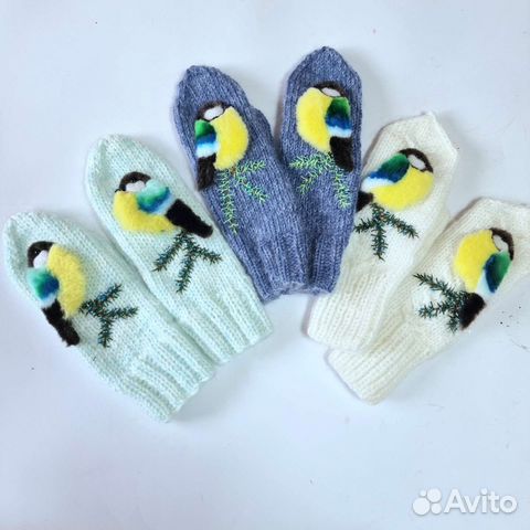 Варежки женские из пуха козы