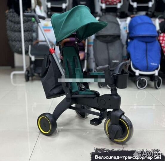 Велосипед трехколесный складной (зелёный)
