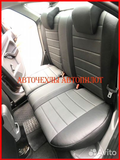 Чехлы Автопилот Ford Focus 2 из экокожи чёрно-серы