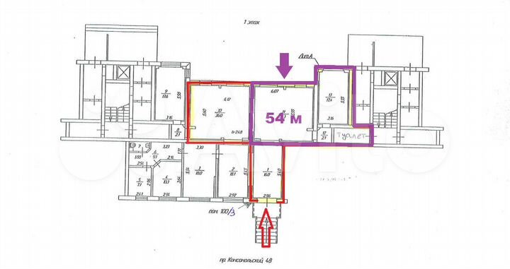Сдам помещение свободного назначения, 54 м²