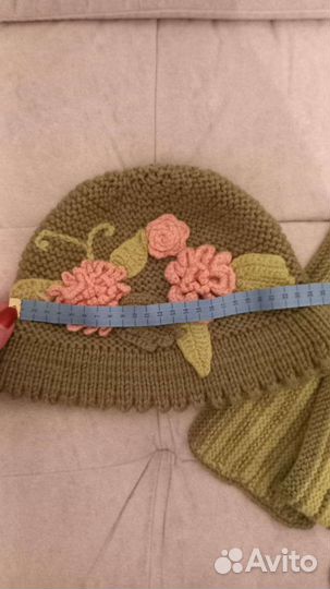 Вязаный комплект шапка шарф на 5-6лет