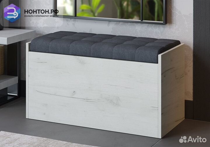 Пуф Форест тип 2 дуб крафт белый / велюр серый