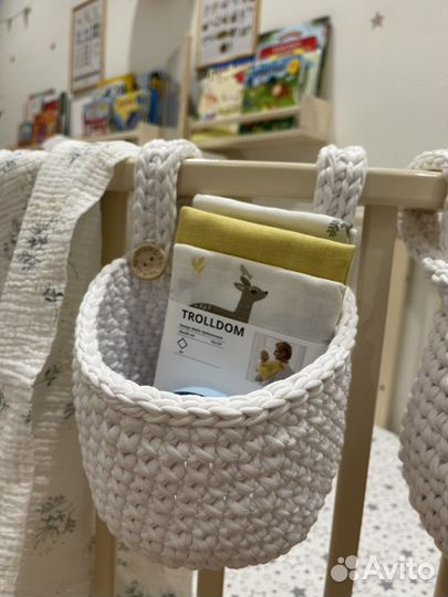 Вязаная корзина органайзер на кроватку В наличие