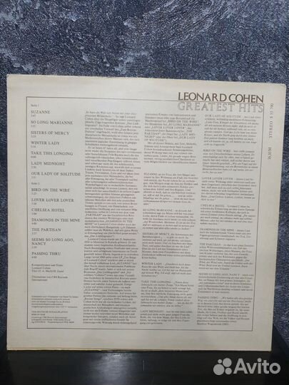 Leonard cohen Greatest Hits LP