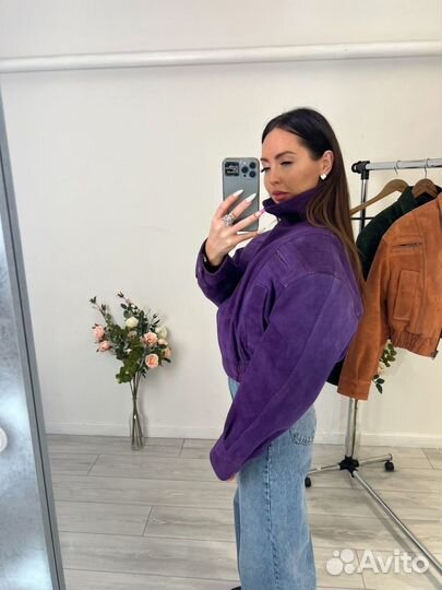 Куртка бомбер из натуральной замши