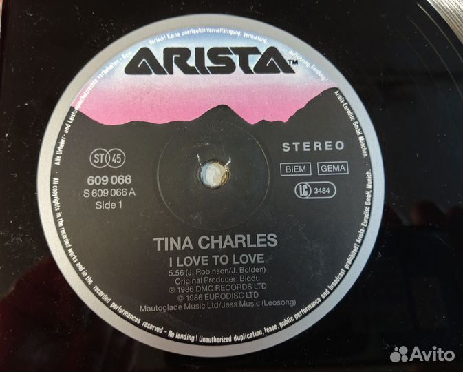 Tina Charles I Love To Love винил сингл 1987 диско