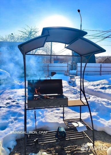 Мангал барбекю с крышей и печкой Хит