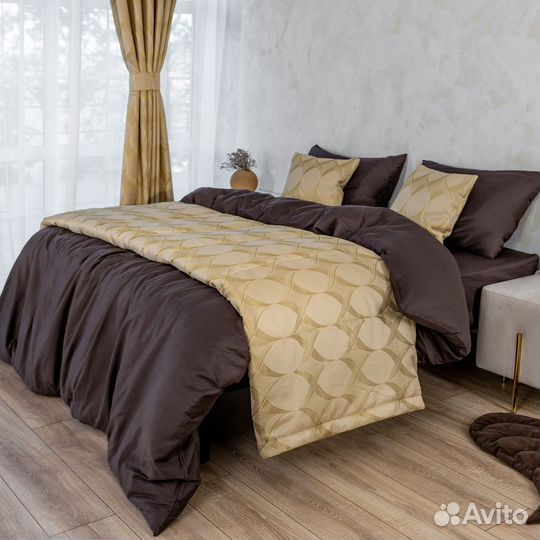 Покрывало жаккард Альба золотой песок новое