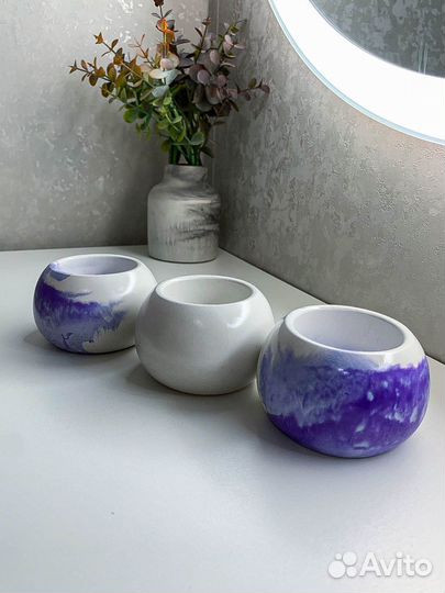 Подсвечник из гипса, сфера