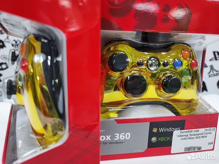 Геймпад проводной Chrome Gold Xbox360\PC New