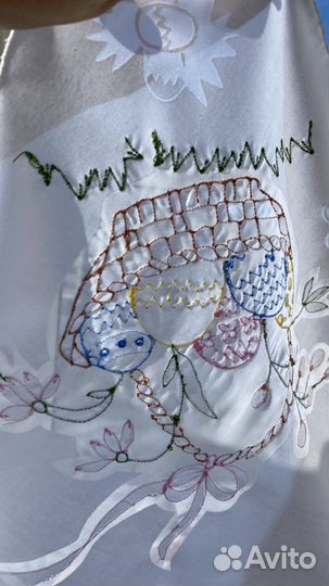 Скатерть пасхальная чайная, наперон. Винтаж