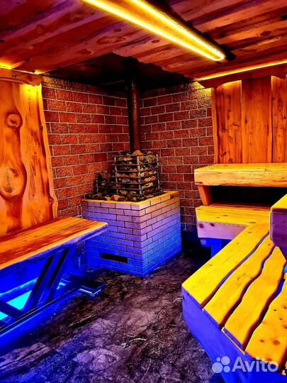 Русская баня на дровах с купелями и мангалом