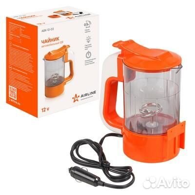 ABK1203 Чайник автомобильный 12в прозрачный/оранжевый пластик (abk-12-03)