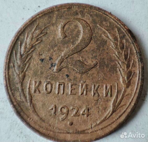 Монета 2 копейки 1924 года