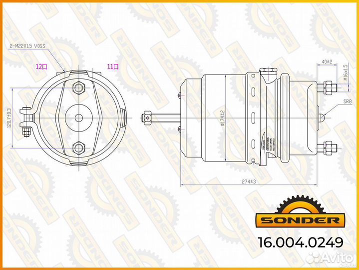 Энергоаккумулятор Type 20-24 MAN TGA левый дисковы