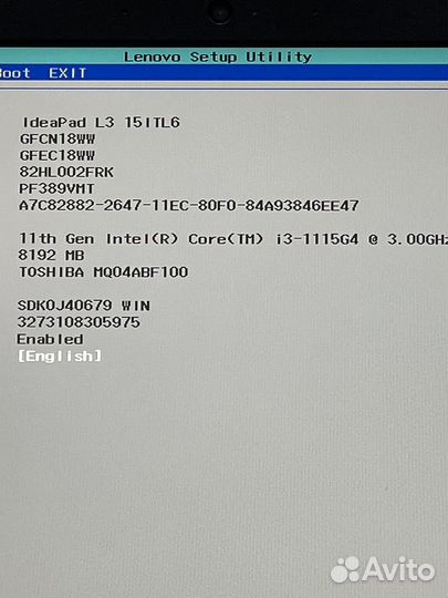 Новый ноутбук Lenovo i3 1115g4