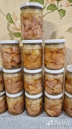 Тушенка домашняя из говядины, свинины, курицы 0,5л