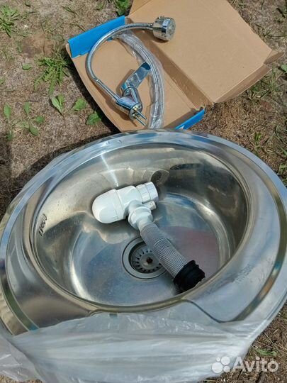 Мойка для кухни круглая бу вместе со смесителем