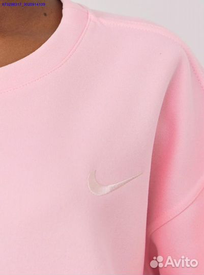 Свитшот укороченный Nike oversize Розовый