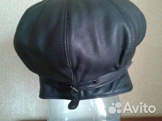 Кепка женская кожаная с ушками