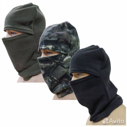 Маска балаклава флис, полушерсть олива/черная/кмф