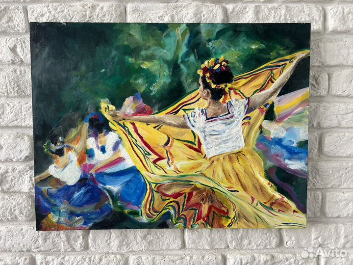 Картина холст/маслом Мексиканский танец 60х45 см
