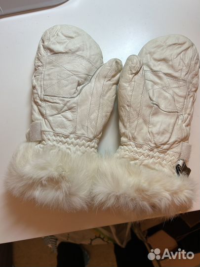 Варежки лыжные кожаные