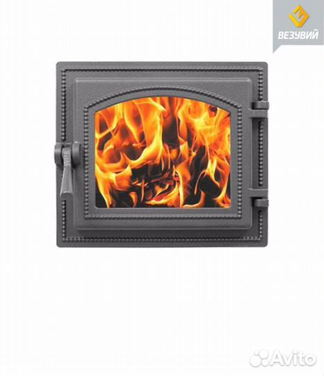Дверка каминная везувий 260 стекло (антрацит)