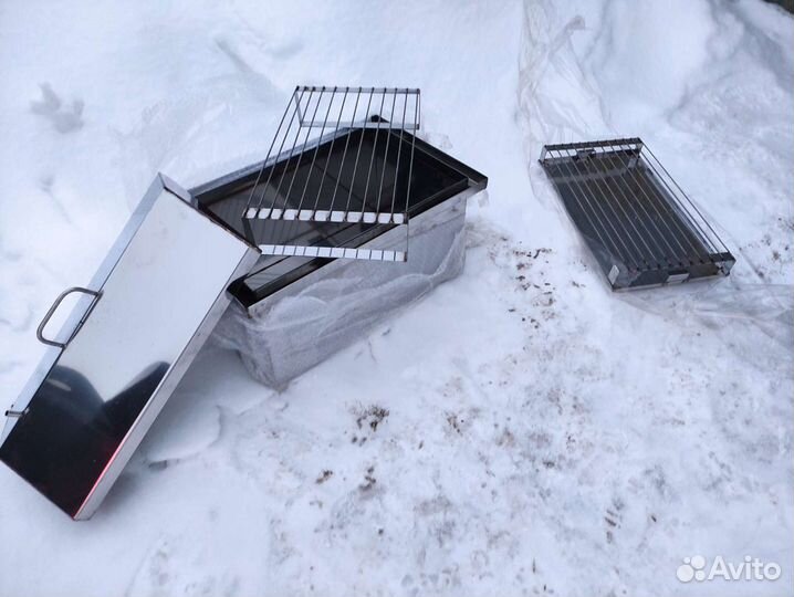 Коптильня горячего копчения 2 уровня поддон