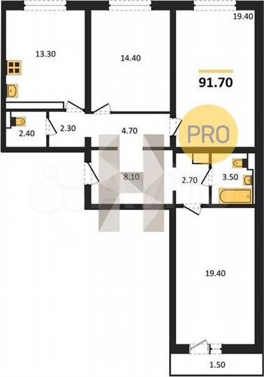 3-к. квартира, 91,7 м², 10/17 эт.