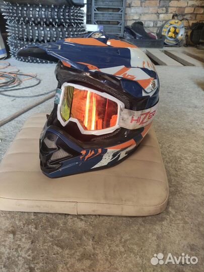 Шлем для питбайка с очками