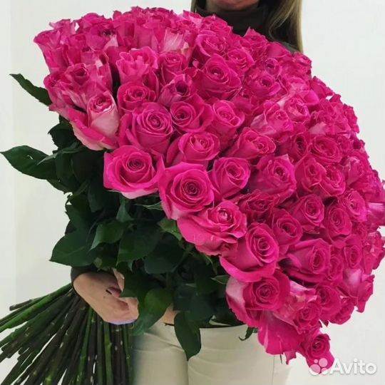 Букет 31 розовая роза 60см Цветы Розы