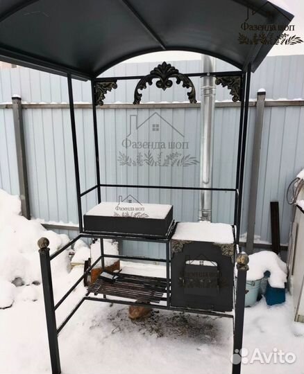 Мангал с крышей угловой