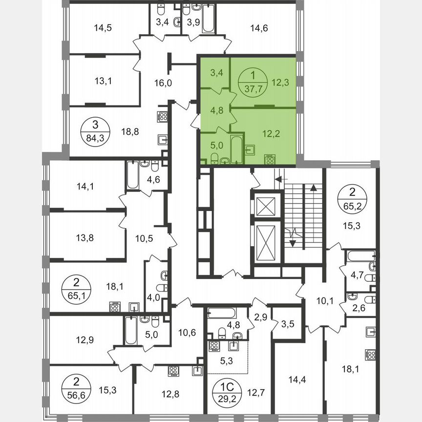 1-к. квартира, 37,7 м², 2/17 эт.
