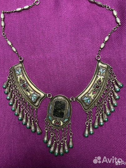 Серебряное колье 925 эмаль