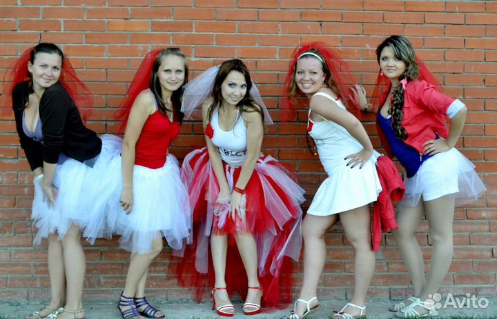 Фата для девичника красная