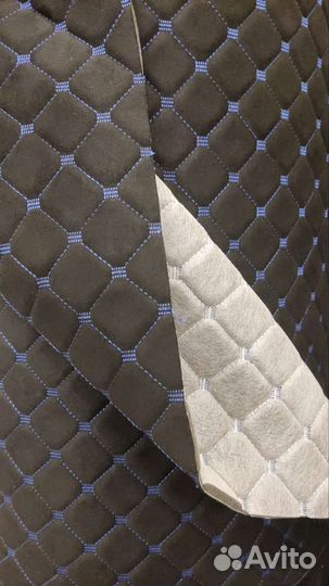 Алькантара стёганая (ромб) на поролоне 5мм чёрная