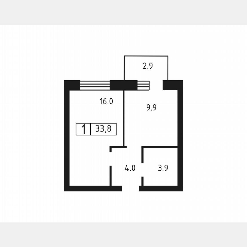 1-к. квартира, 33,8 м², 2/3 эт.