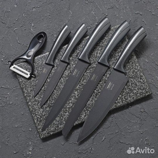 Набор кухонных ножей «Гипноз», 6 предметов, цвет ч