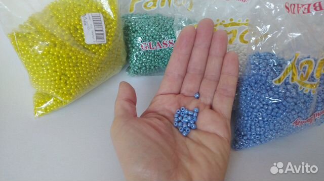 Косая бейка, пряжа, бисер