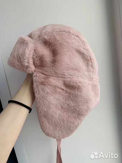Шапка ушанка женская искусственный мех розовая