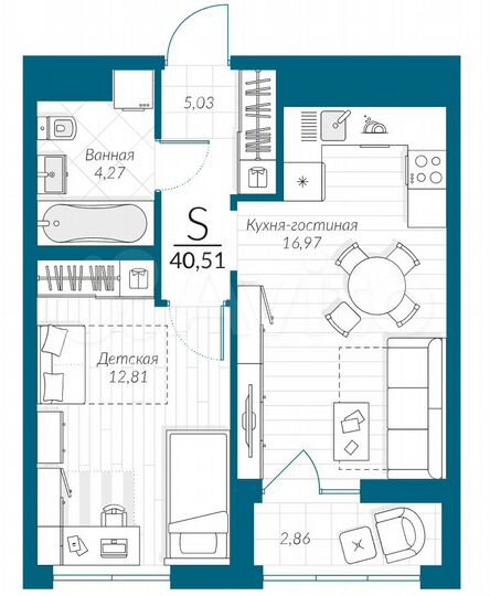 1-к. квартира, 41 м², 18/18 эт.