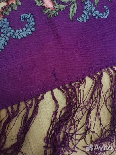 Павловопосадский платок шерсть с шелковой бахромой