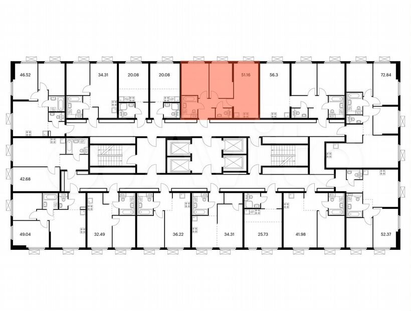 2-к. квартира, 51,2 м², 27/33 эт.