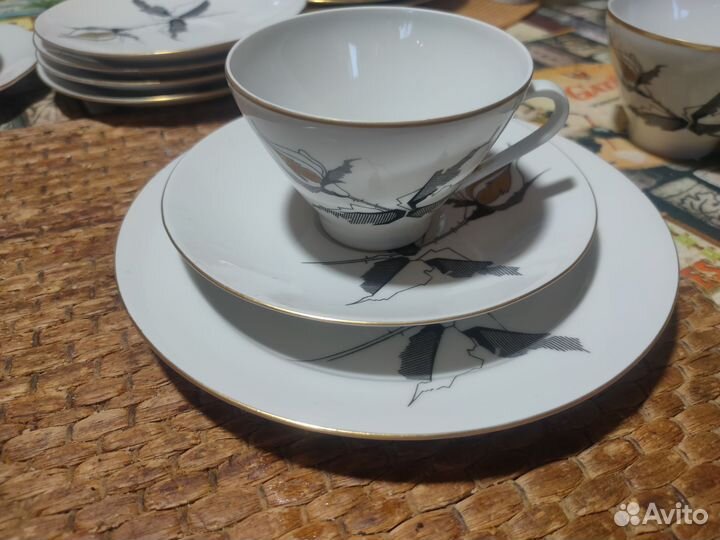 Кофейный сервиз freiberg гдр Роза