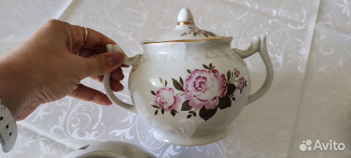 Чайный кофейный сервиз 6 персон. Чайник, сахарница