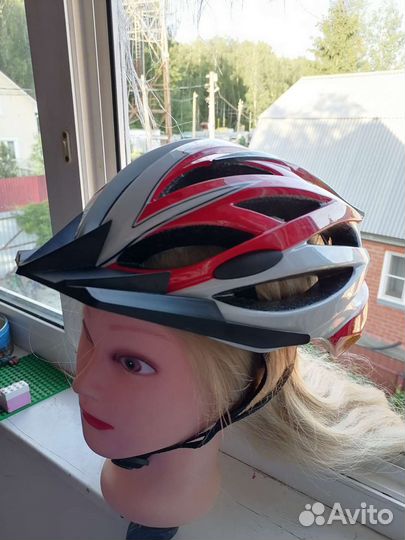Велошлем взрослый красный регулируемый