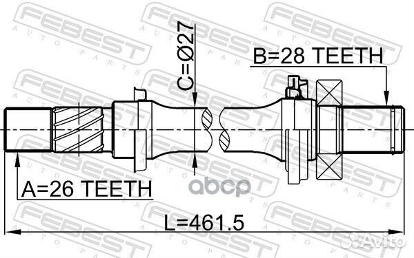 Полуось правая 26x462x28 0512-M316AT Febest