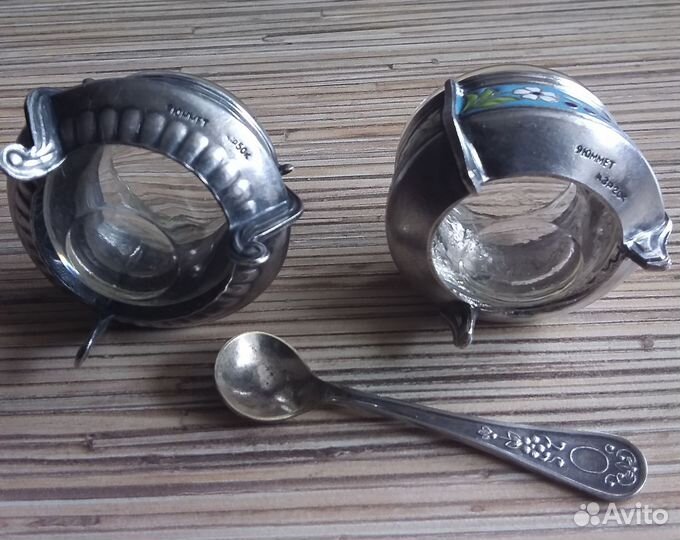 Солонка, горчичница (мельхиор),поднос СССР