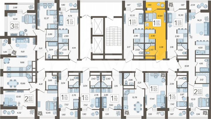 Квартира-студия, 23,6 м², 8/19 эт.